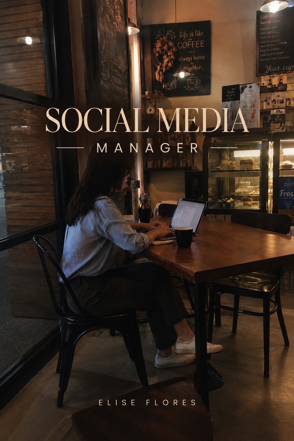Social media manager working on content